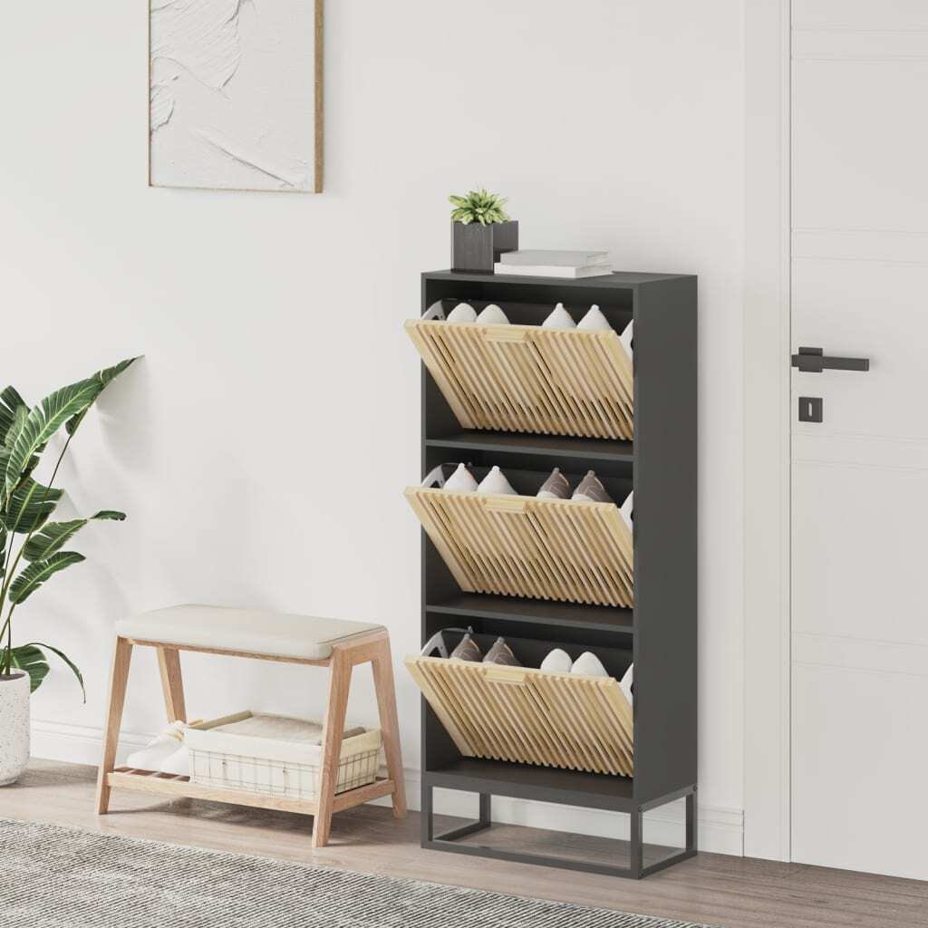 Szafka na buty czarna 52x25x120 cm materiał drewnopochodny