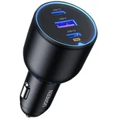 Ładowarki samochodowe - UGREEN CD293 2XUSB-C PD+ USB-A 130W (czarny) - miniaturka - grafika 1