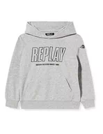Bluzy dla chłopców - Replay Chłopięca bluza z kapturem, mieszanka bawełny, szara (Grey Melange M02), 6 lat, M02 Grey Melange, 6 lat - miniaturka - grafika 1