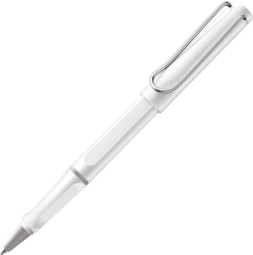 Lamy safari white pióro kulkowe – ponadczasowe, klasyczne, z ergonomicznym uchwytem i szerokością kreski M – obudowa z wytrzymałego tworzywa sztucznego ASA – z wkładem do pióra kulkowego M 63 w