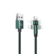 Kable USB - USAMS Kabel pleciony obrotowy U60 2A Lightning zielony/green 1m SJ476USB02 (US-SJ476) - miniaturka - grafika 1