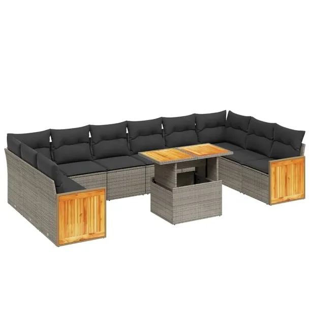 Zestaw mebli ogrodowych z rattanem PE szary 55 x 62 x 69 cm