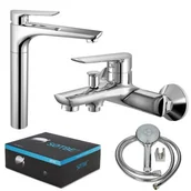 Baterie wannowe i prysznicowe - SOTBE MALSELVA bateria wannowa ścienna +wysoka bateria umywalkowa stojąca - miniaturka - grafika 1