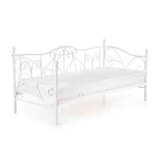 Łóżko białe, metalowe, z zagłówkiem, 90x200 - Łóżka - miniaturka - grafika 1