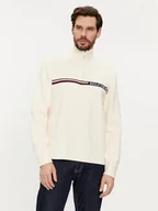 Swetry męskie - Tommy Hilfiger Sweter Global Stripe MW0MW33508 Beżowy Regular Fit - miniaturka - grafika 1