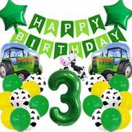 Baby shower i roczek - BALONY FARMA ZESTAW CYFRA 3 TRAKTOR CIĄGNIK KROWA URODZINY ROCZEK DEKORACJE - miniaturka - grafika 1
