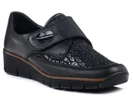 Półbuty damskie - Półbuty damskie skórzane Rieker 537C0 czarne-36 - miniaturka - grafika 1