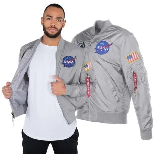 Kurtka Dwustronna Alpha Industries MA-1 TT NASA Reversible II 186101  31 - Srebrna - Odzież taktyczna i umundurowanie - miniaturka - grafika 1