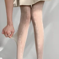 Rajstopy - TEMU 1 Para Damskich Czarnej, Delikatnych Rajstop z Kwiatowym Wzorem - Przeźroczyste Legginsy na Zimę i Jesień, Tylko do Prania Ręcznego - miniaturka - grafika 1