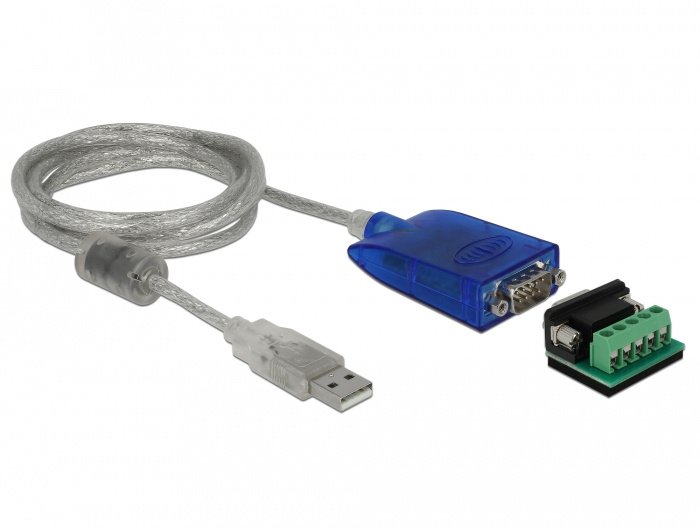 Delock Seriell Adapterkabel USB 2.0 Typ-A zu RS-422/485 DB9 ESD Schutz 15 kV Uberspannungsschutz 600 W erweiter Temperaturbereich Delock