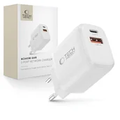 Ładowarki do telefonów - TECH-PROTECT NCA45W-GAN 2-PORT NETWORK CHARGER PD 45W / QC3.0 WHITE - miniaturka - grafika 1