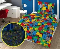 Pościel dla dzieci - Detexpol Pościel świecąca w ciemności 160x200 Klocki LEGO 3534 A bawełniana wielokolorowa Fluo 8460 młodzieżowa dziecięca - miniaturka - grafika 1