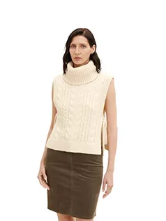 Swetry damskie - TOM TAILOR Damski Sweter z wzorem warkocza 1034051, 30265 - Soft Buttercream Melange, XXL - grafika 1