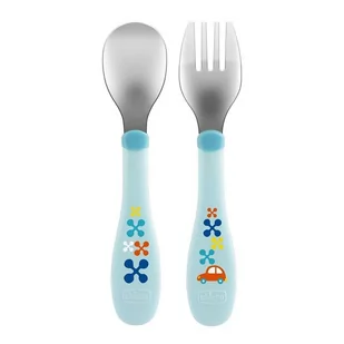 Chicco Sztućce metalowe 18 m+ niebieskie - Sztućce dla dzieci - miniaturka - grafika 2