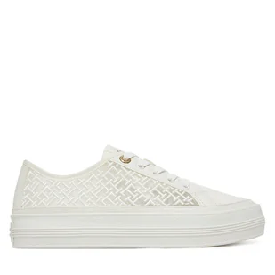Sneakersy Tommy Hilfiger Vulc Embroidered Sneaker FW0FW08685 Biały - Sneakersy damskie - miniaturka - grafika 1