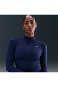 Kurtki damskie - Damska kurtka zzamkiem na całej długości Dri-FIT Nike One Fitted - Niebieski - miniaturka - grafika 1