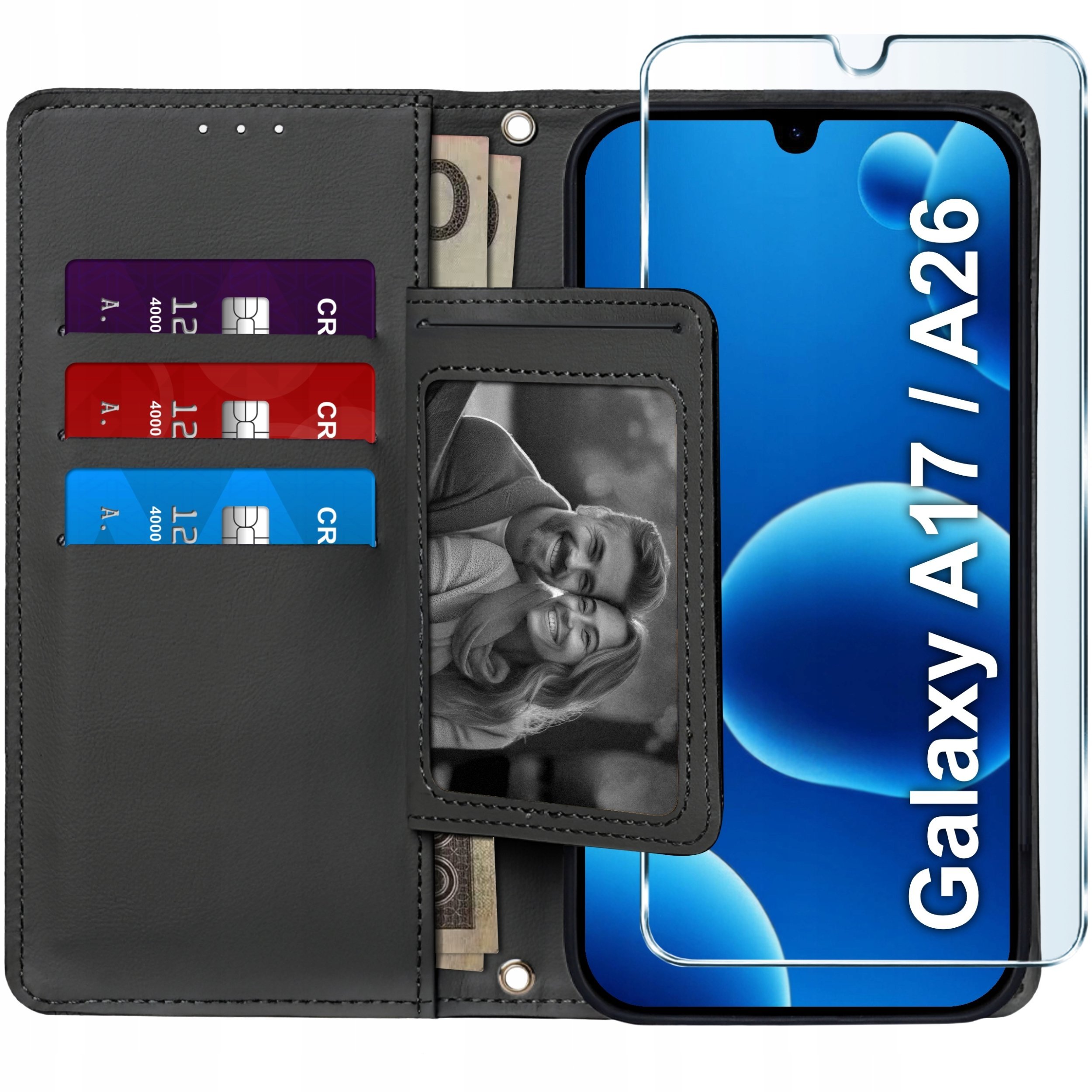 ETUI z klapką do Samsung A17 5G A26 5G Zamykane Magnetyczne + SZKŁO 9H