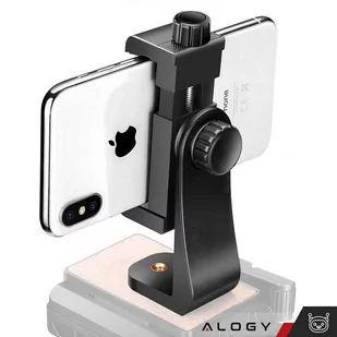 Uchwyt adapter na telefon do statywu selfie stick 1/4 Obrotowy 360 uniwersalny Alogy czarny - Selfie stick - miniaturka - grafika 11