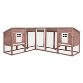 Akcesoria do hodowli zwierząt - VidaXL Klatka dla królika z wybiegiem, biel i mokka, drewno jodłowe - miniaturka - grafika 1