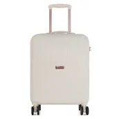 Walizki - Elegancka walizka prążkowana torba bagaż exclusive 20" - biała Semi Line - miniaturka - grafika 1