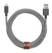 Kable komputerowe i do monitorów - Zebra Kabel USB Native Union Kabel Native Union Belt Cable USB-C do Lightning ze skórzanym zapięciem 1,2m NTU023ZEB - miniaturka - grafika 1