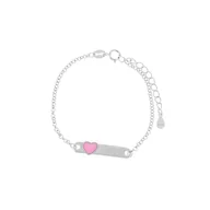 Biżuteria dla dzieci - Srebrna bransoletka dziecięca 925 Blaszka Różowe Serduszko - miniaturka - grafika 1