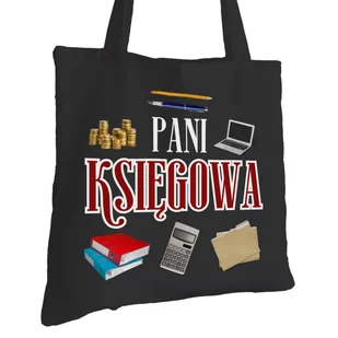 Torba Bawełniana dla Księgowej Czarna Na Prezent ekologiczna Trwały Nadruk - Torby i wózki na zakupy - miniaturka - grafika 1