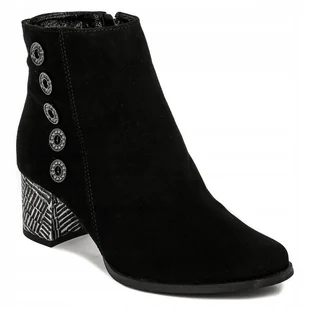 Botki czarne Maciejka 03775-01skóra nubuk eleganckie r.36 - Botki damskie - miniaturka - grafika 1