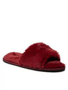 Klapki i japonki damskie - Calvin Klein Kapcie Slipper Sandal Fur HW0HW00634 Bordowy - grafika 1