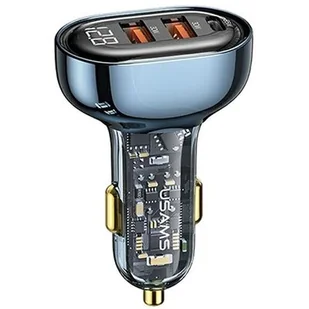 USAMS 1xUSB-C 2xUSB-A 125W Fast Charge Transparent - Ładowarki samochodowe - miniaturka - grafika 1