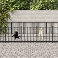 Sprzęt podróżny i transportery dla psów - vidaXL Kojec zewnętrzny dla psa, stalowy, 16,94 m² - miniaturka - grafika 1