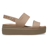 Sandały damskie - Damskie Sandały CROCS BROOKLYN LOW WEDGE 206453-2EL – Brązowy - miniaturka - grafika 1