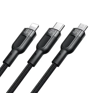 Kabel 3w1 USB do USB-C / Lightning / Micro USB, Mcdodo CA-0930, 6A, 1.2m (czarny) - Kable - miniaturka - grafika 1