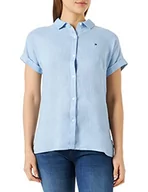 Bluzki damskie - Tommy Hilfiger Damska bluzka lniana, Vessel Blue, 42 - miniaturka - grafika 1