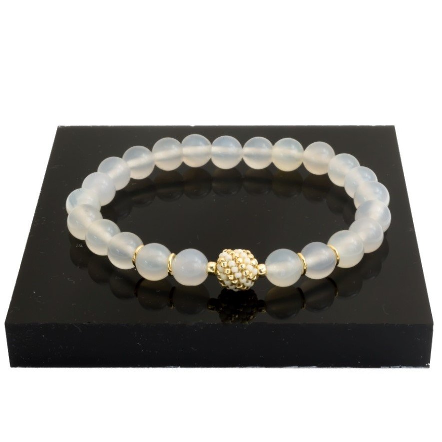 Bransoletka z agatem, koralik Toho, elastyczna / JG. Projekt