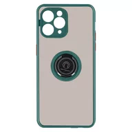 Etui i futerały do telefonów - Etui do IPhone 11 Pro Bi-materiał Metal Ring Support - zielone - miniaturka - grafika 1