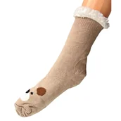 Skarpetki damskie - Skarpetki kapcie antypoślizgowe w misie 35-38 brązowe - miniaturka - grafika 1