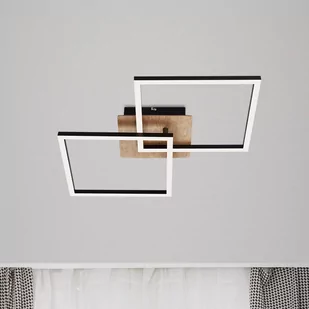Briloner Lampa sufitowa LED Frame Switch dim, czarna/drewno - Lampy sufitowe - miniaturka - grafika 1