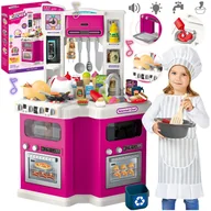 Zabawki AGD - Duża Kuchnia dla Dzieci Edukacyjna Interaktywna Realistyczna Dźwięk 109 El. Różowa - miniaturka - grafika 1