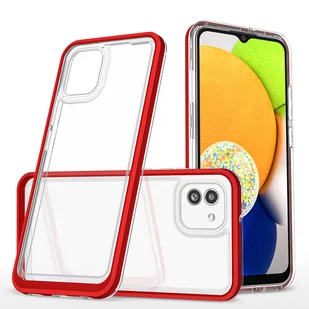 Clear 3in1 etui Samsung Galaxy A03 silikonowy pokrowiec z ramką czerwone - Etui i futerały do telefonów - miniaturka - grafika 1