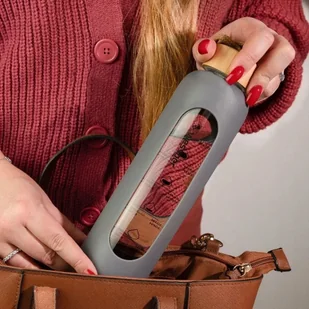 Wessper B1 Borosilicate 500 ml Szklana butelka na wodę z miarką motywacyjną z szarym etui - Butelki filtrujące - miniaturka - grafika 6