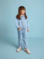 Spodnie i spodenki dla dziewczynek - Reserved - Jeansy baggy z aplikacją - niebieski - miniaturka - grafika 1
