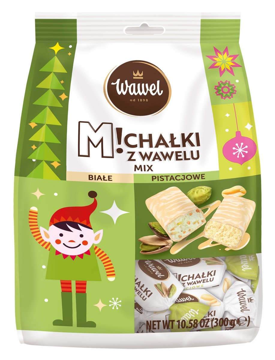 Cukierki Czekoladowe Michałki Pistacjowe oraz Białe Mix Praliny Wawel 300g