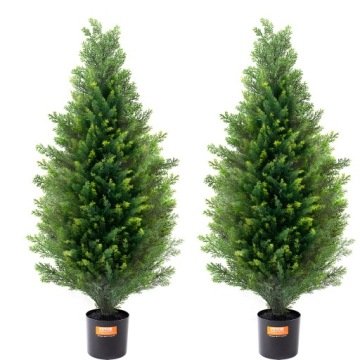 2 szt. 3 ''sztuczny cedr Topiary Tree Faux Plant Uv Decor In/Outdoor