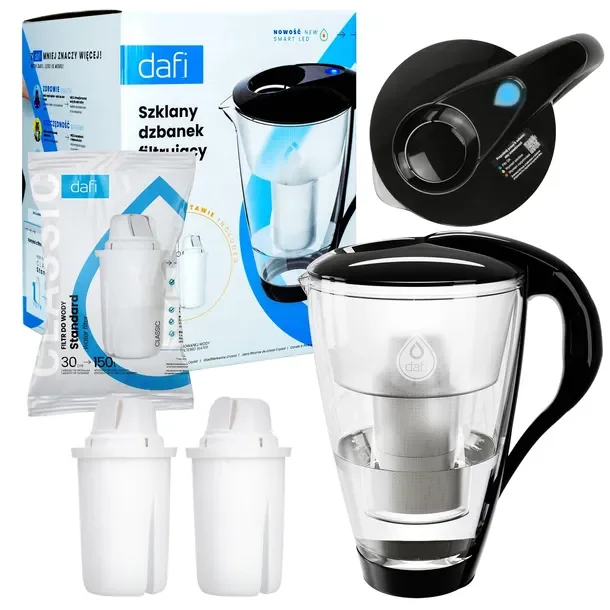 Dzbanek filtrujący szklany Dafi Crystal LED 2l + 3x Filtr Dafi Classic