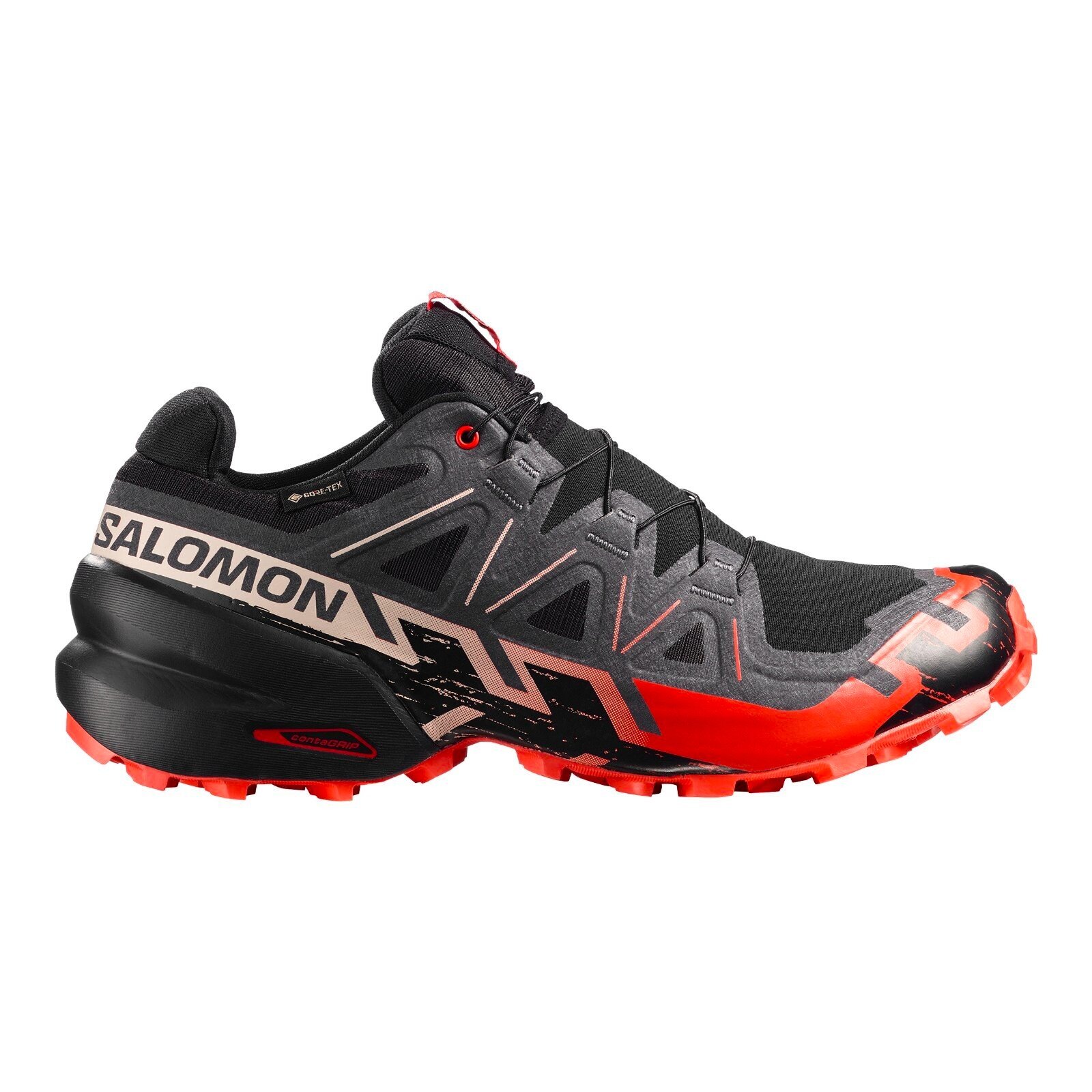 Męskie buty do biegania Salomon Speedcross 6 GTX Black/Fiery Red/Almond Milk UK 8