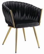 Krzesła - Czarne welurowe krzesło glamour z podłokietnikami D9-L38 - miniaturka - grafika 1