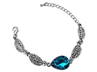 Bransoletki - Bransoletka z lazurową kroplą elegancki wzór z cyrkoniami na prezent migdał - miniaturka - grafika 1