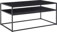 Ławy i stoliki kawowe - Stolik kawowy WOHNLING 100x60x45 cm metalowy stolik do salonu industrialny czarny, stolik rozkładany stalowy z miejscem do przechowywania, stolik do salonu z półką, stolik kawowy boczny kanciasty - miniaturka - grafika 1