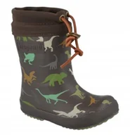 Buty dla dziewczynek - BISGAARD KALOSZE DZIECIĘCE Z MOTYWEM DINOZAURÓW BRĄZOWE OCIEPLANE 22 J6A - miniaturka - grafika 1